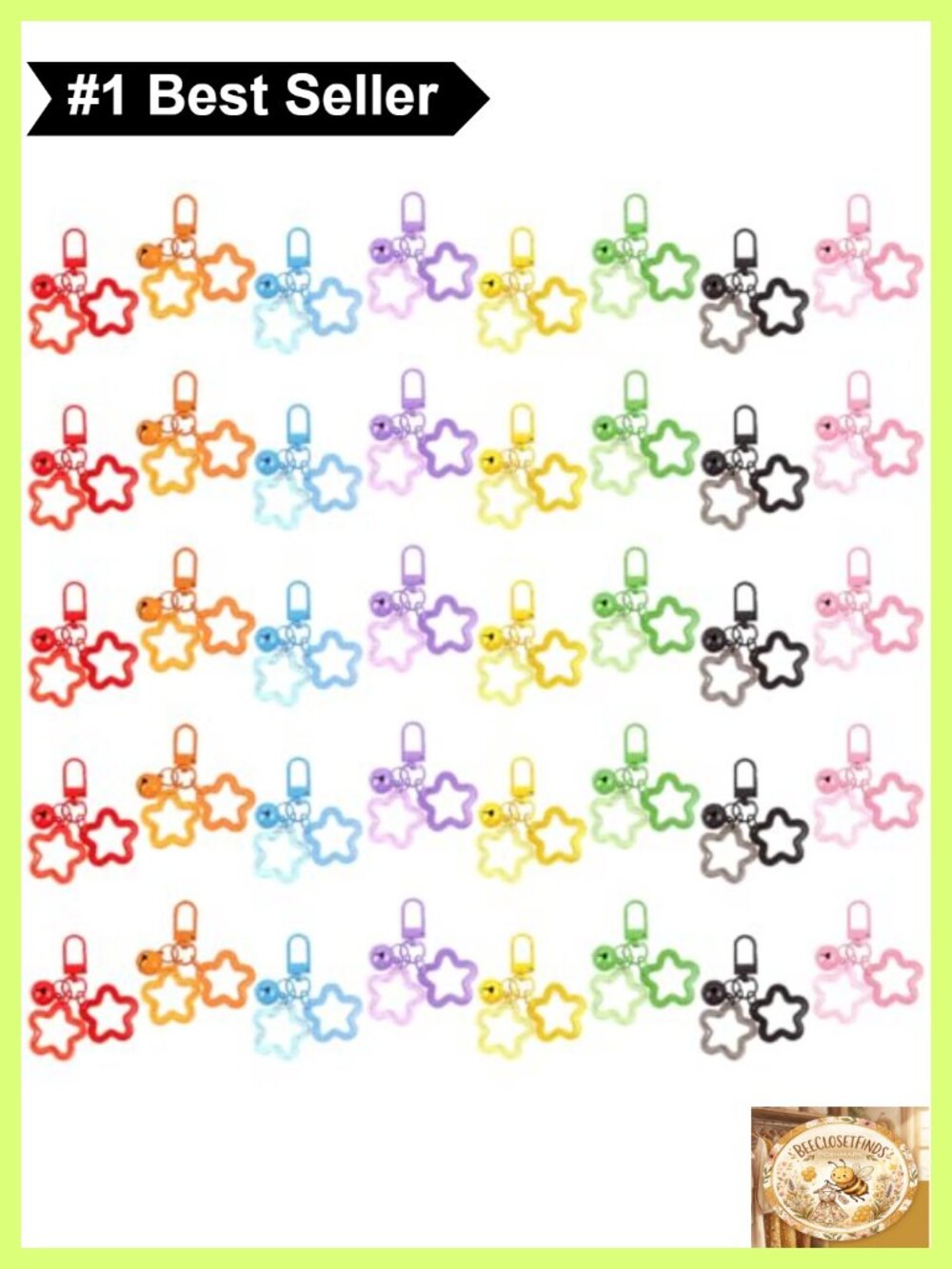 Acrylic Star Keychain Set with Metal Lobster Clasp Pendants for Bags